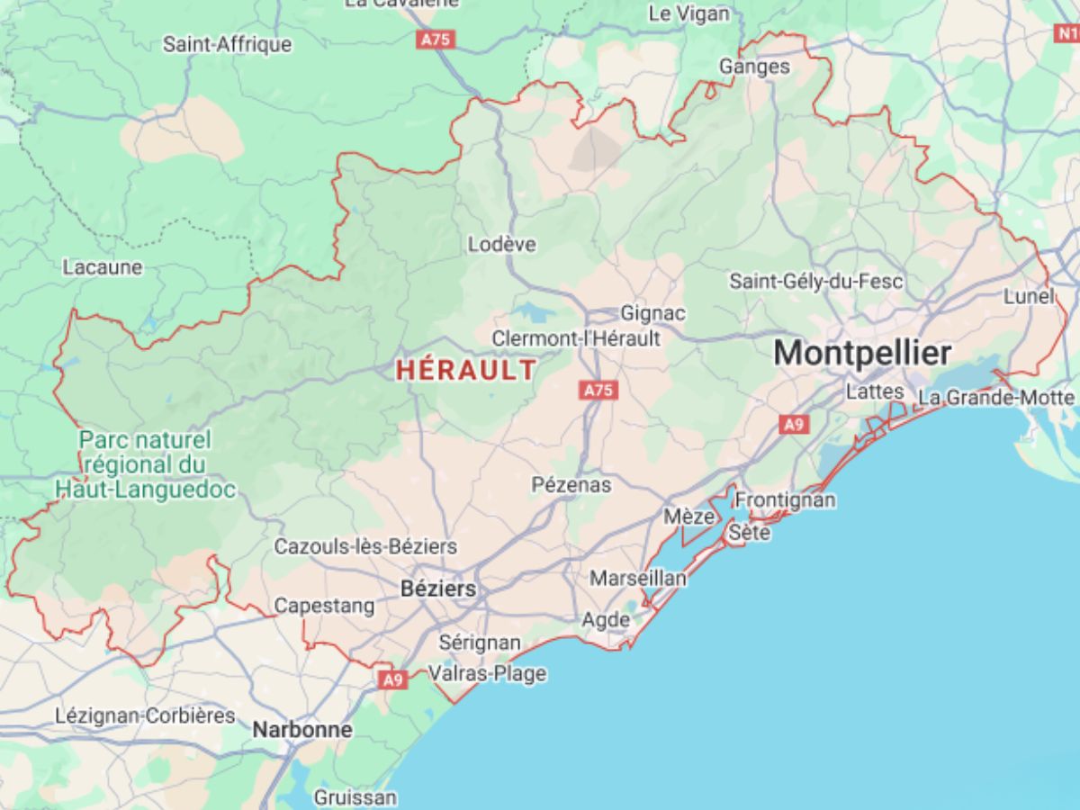 Carte des zones d'intervention dans l'Hérault